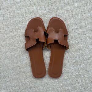 Brown H-Style Leather Sandals